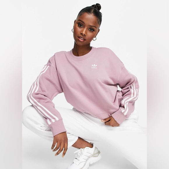 adidas Tops - adidas Originals adicolor 3 stripe sweat in mauve